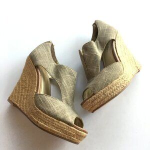 Anthropologie Seychelles Espadrille Wedge High Heels‎ Gray Cutout Womens …